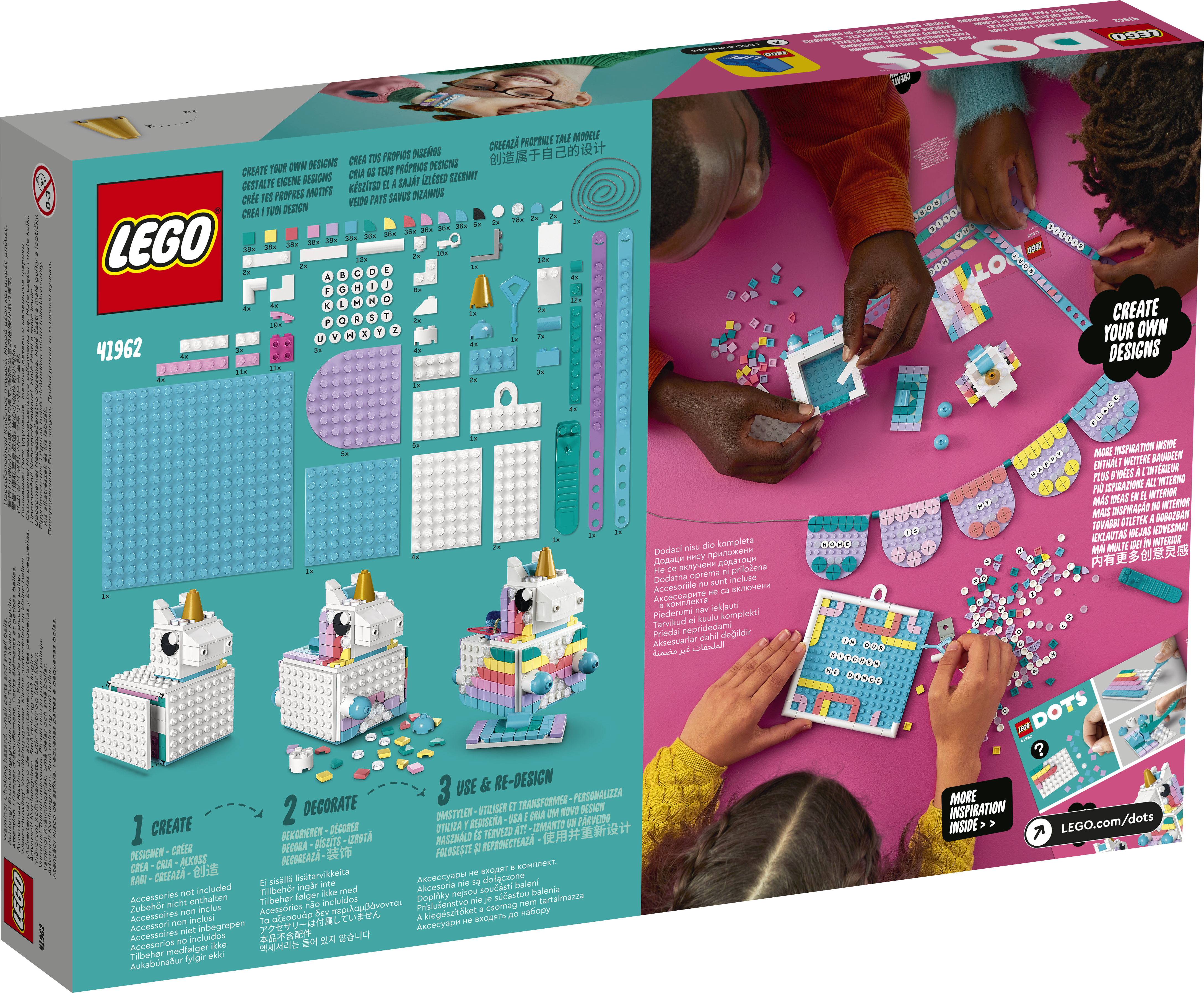 LEGO® DOTS 41962 Einhorn Familienkreativset